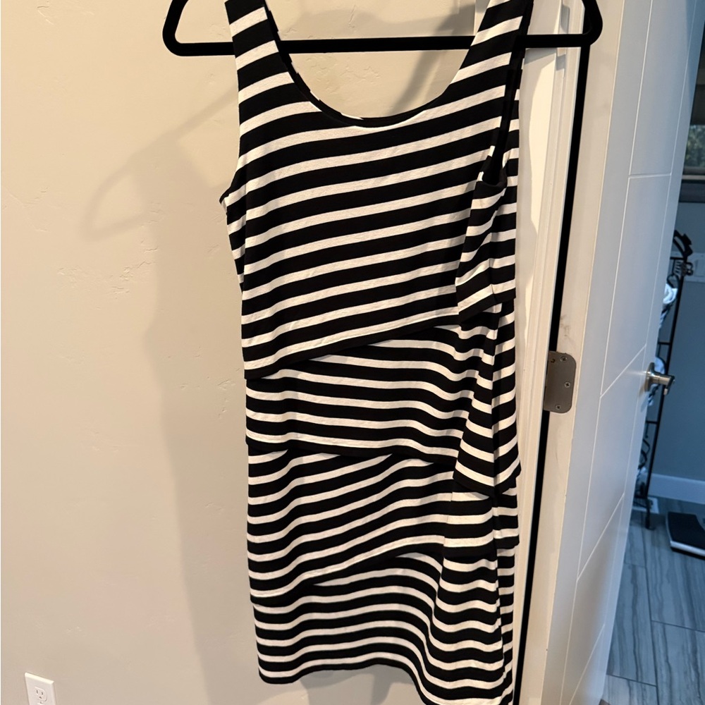 LOFT Asymmetrical Black and White Dress
